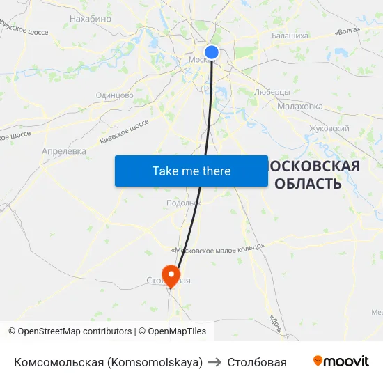 Комсомольская (Komsomolskaya) to Столбовая map