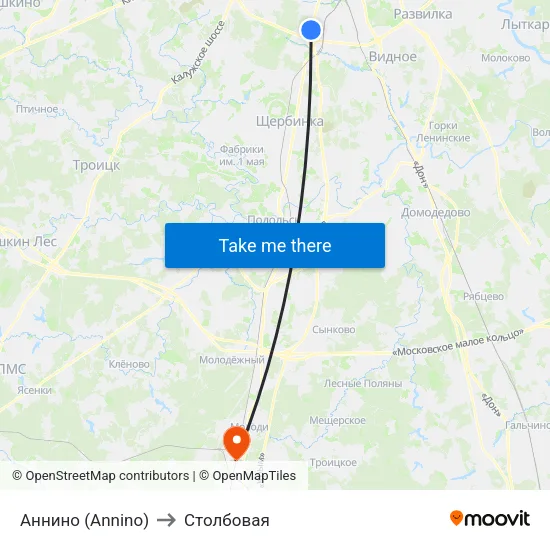 Аннино (Annino) to Столбовая map