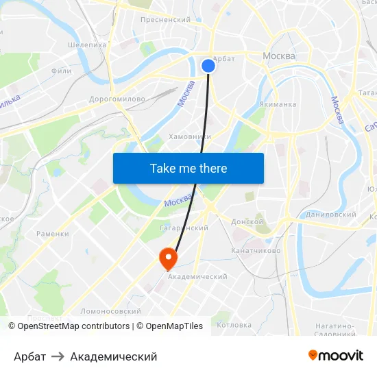 Арбат to Академический map