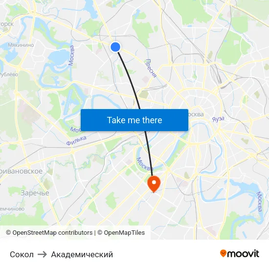 Сокол to Академический map