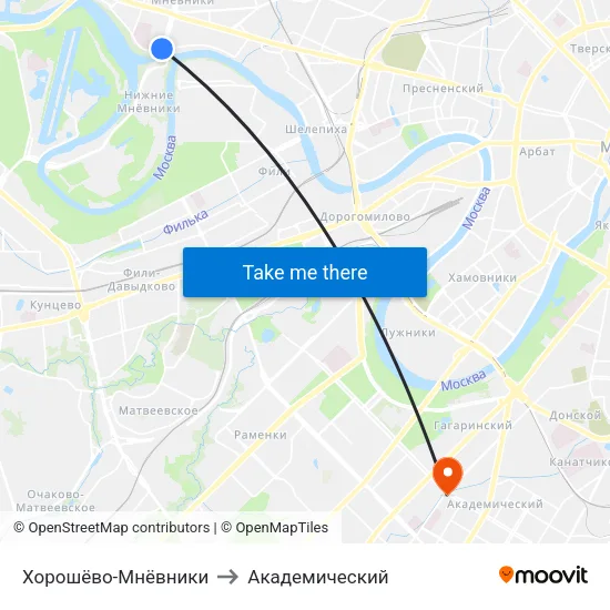 Хорошёво-Мнёвники to Академический map