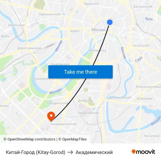Китай-Город (Kitay-Gorod) to Академический map