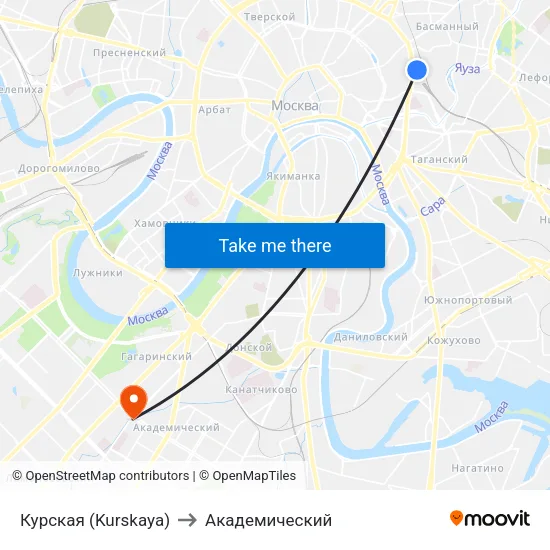 Курская (Kurskaya) to Академический map