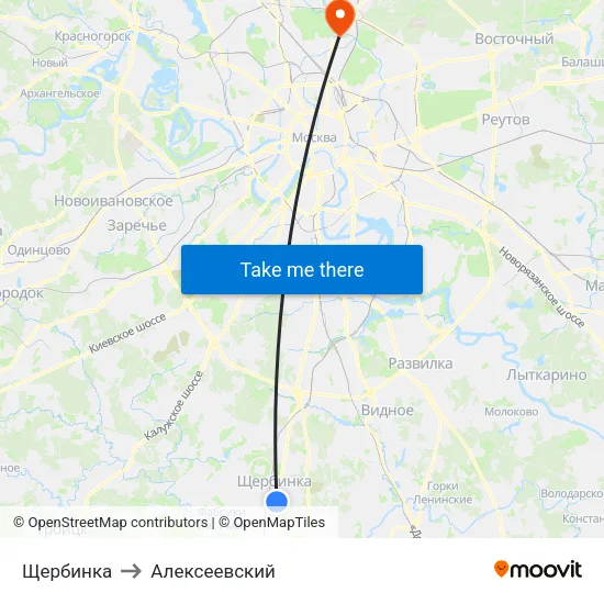 Щербинка to Алексеевский map