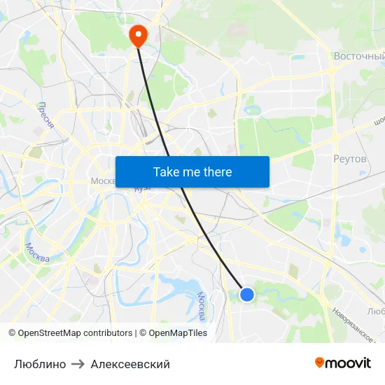 Люблино to Алексеевский map
