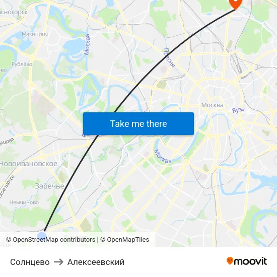 Солнцево to Алексеевский map