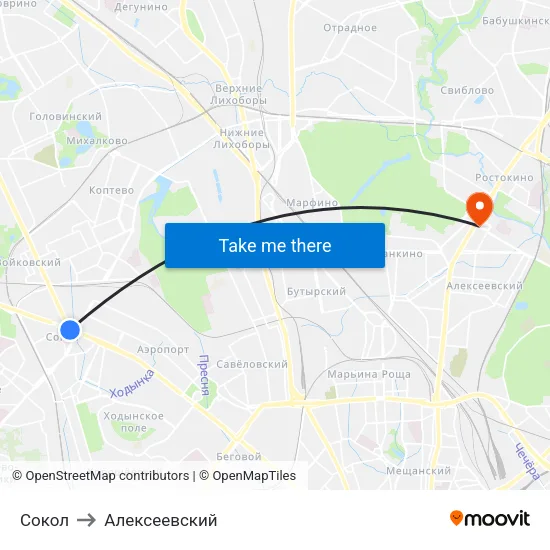 Сокол to Алексеевский map
