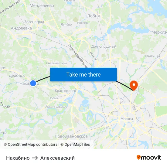 Нахабино to Алексеевский map