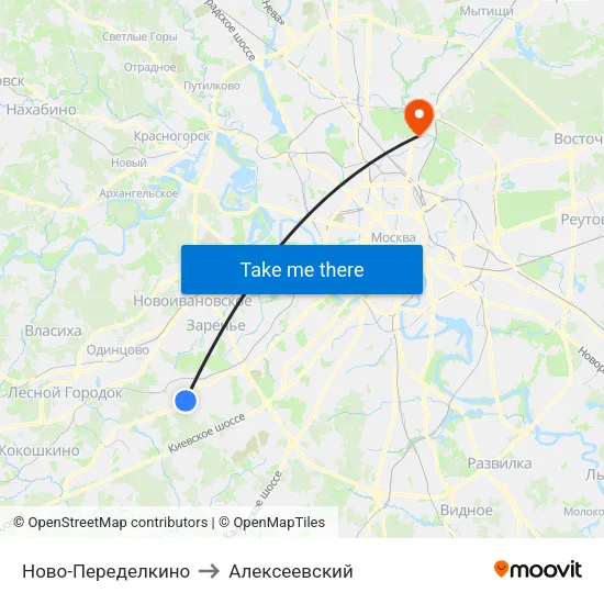Ново-Переделкино to Алексеевский map
