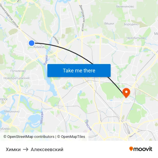 Химки to Алексеевский map