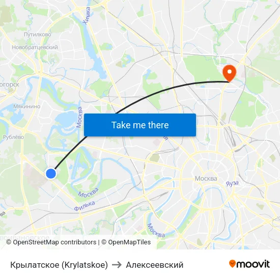 Крылатское (Krylatskoe) to Алексеевский map