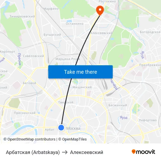 Арбатская (Arbatskaya) to Алексеевский map