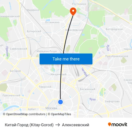 Китай-Город (Kitay-Gorod) to Алексеевский map