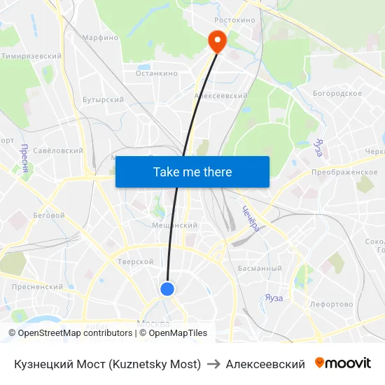 Кузнецкий Мост (Kuznetsky Most) to Алексеевский map