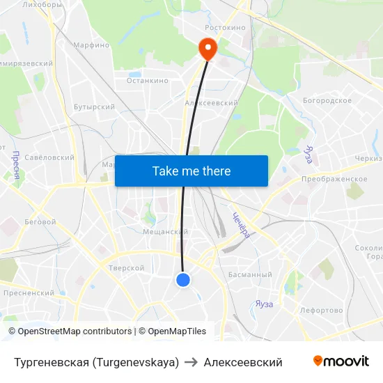 Тургеневская (Turgenevskaya) to Алексеевский map