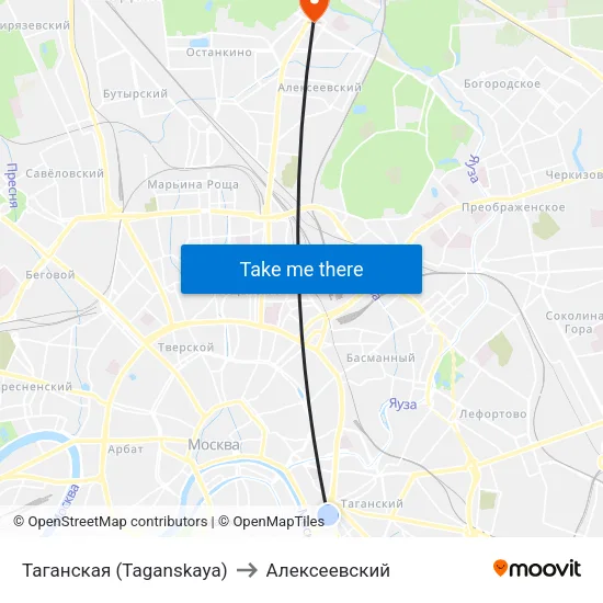 Таганская (Taganskaya) to Алексеевский map