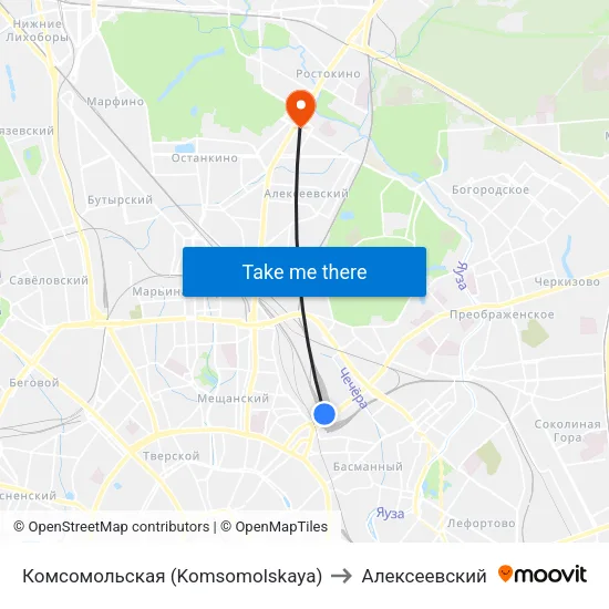 Комсомольская (Komsomolskaya) to Алексеевский map