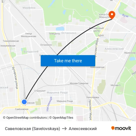 Савеловская (Savelovskaya) to Алексеевский map