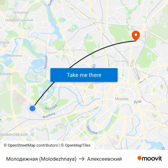 Молодежная (Molodezhnaya) to Алексеевский map