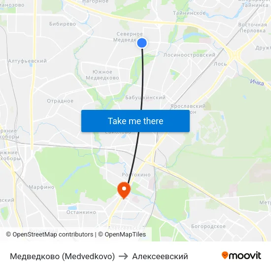 Медведково (Medvedkovo) to Алексеевский map
