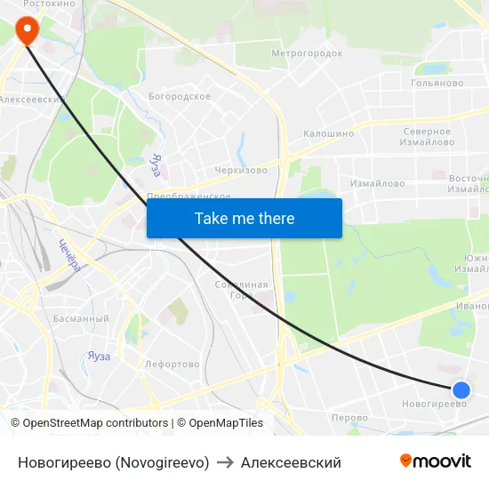 Новогиреево (Novogireevo) to Алексеевский map