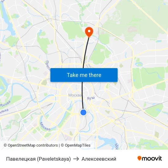 Павелецкая (Paveletskaya) to Алексеевский map