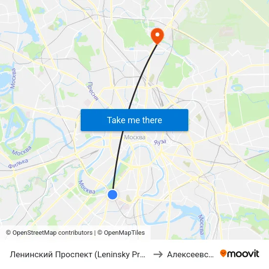 Ленинский Проспект (Leninsky Prospekt) to Алексеевский map
