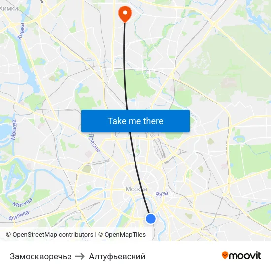 Замоскворечье to Алтуфьевский map