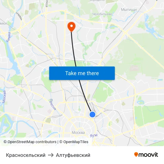 Красносельский to Алтуфьевский map