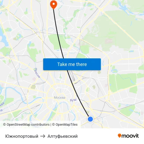 Южнопортовый to Алтуфьевский map