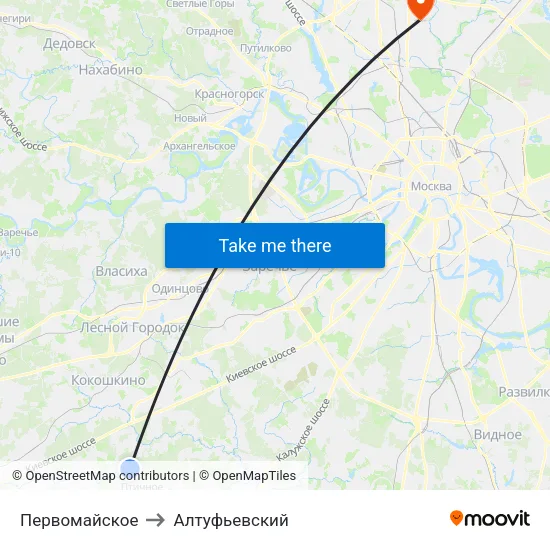 Первомайское to Алтуфьевский map