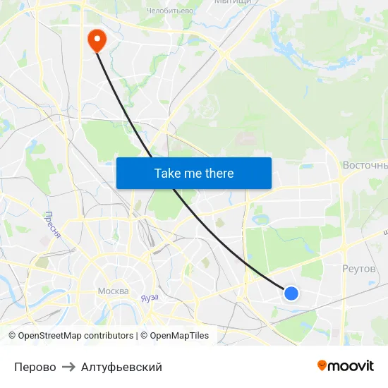 Перово to Алтуфьевский map