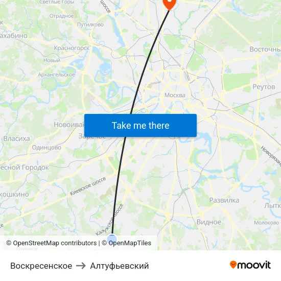 Воскресенское to Алтуфьевский map