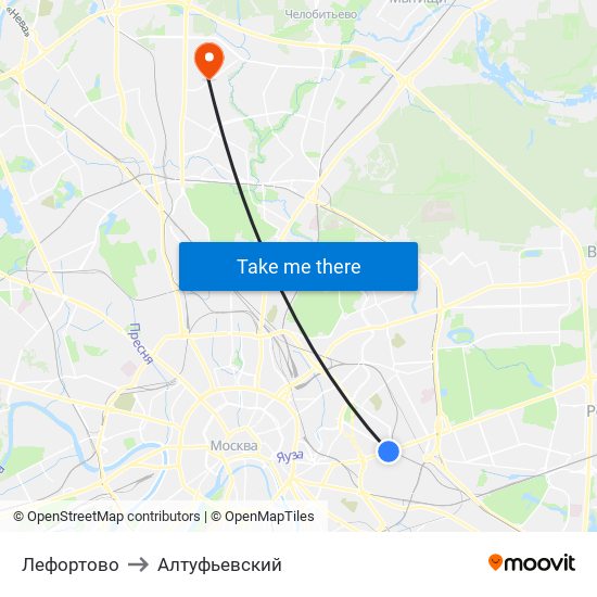 Лефортово to Алтуфьевский map