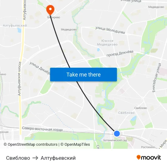 Свиблово to Алтуфьевский map