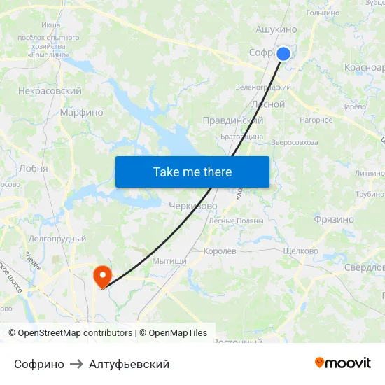 Софрино to Алтуфьевский map