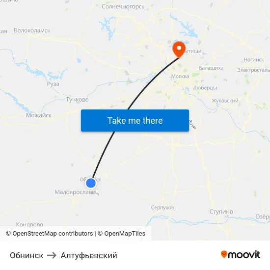 Обнинск to Алтуфьевский map