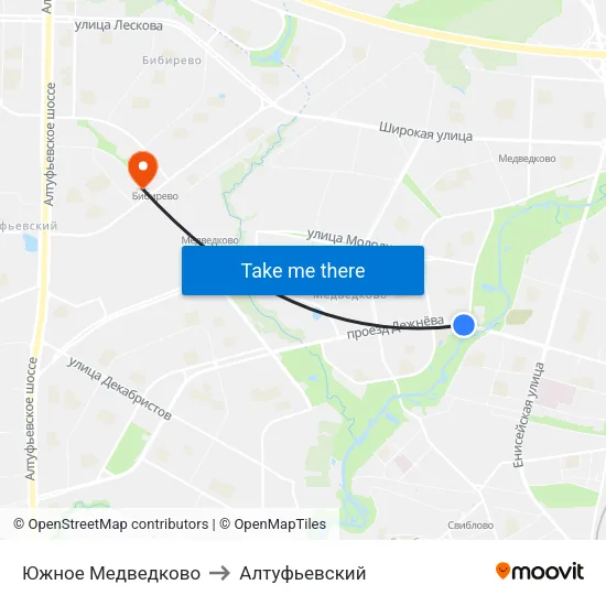 Южное Медведково to Алтуфьевский map
