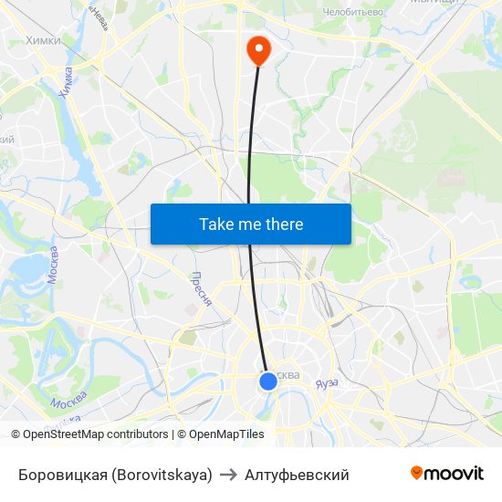 Боровицкая (Borovitskaya) to Алтуфьевский map