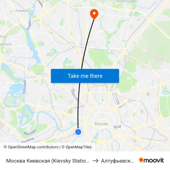 Москва Киевская (Kievsky Station) to Алтуфьевский map