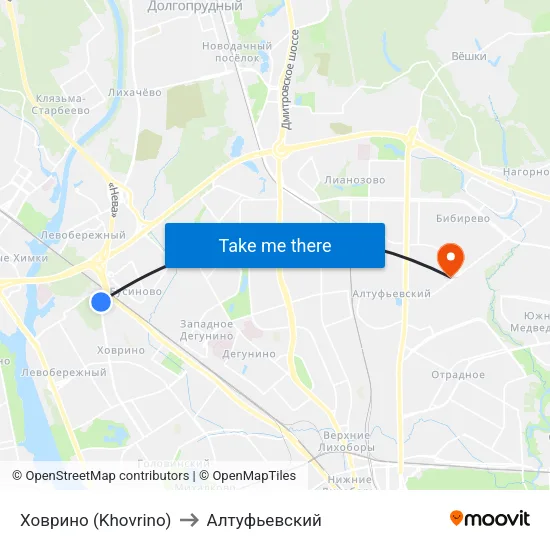 Ховрино (Khovrino) to Алтуфьевский map