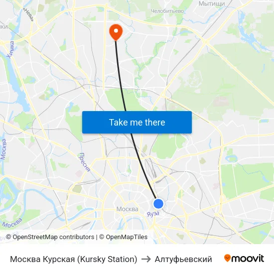 Москва Курская (Kursky Station) to Алтуфьевский map