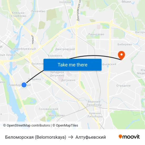 Беломорская (Belomorskaya) to Алтуфьевский map