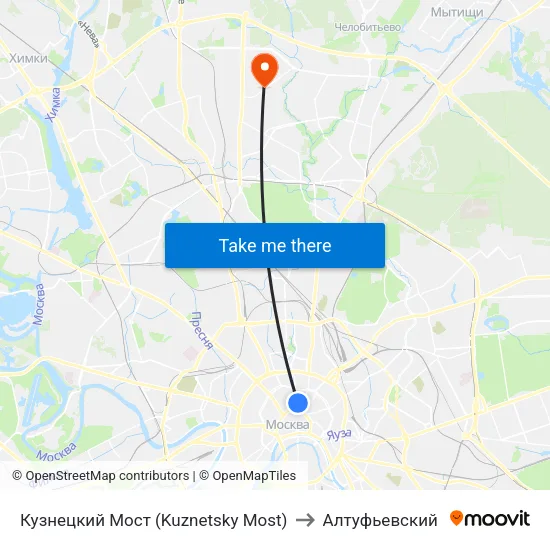 Кузнецкий Мост (Kuznetsky Most) to Алтуфьевский map