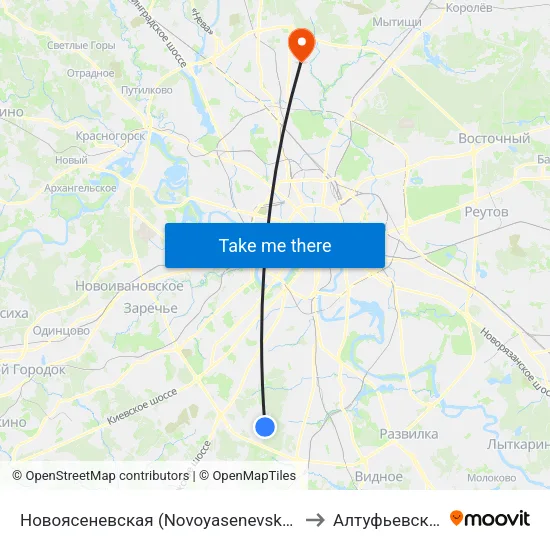 Новоясеневская (Novoyasenevskaya) to Алтуфьевский map