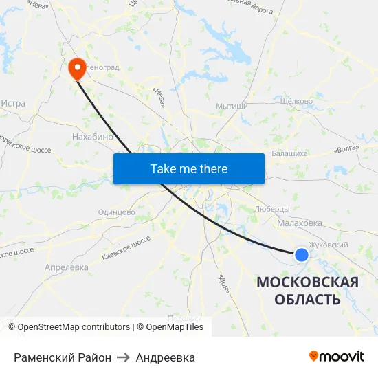 Раменский Район to Андреевка map