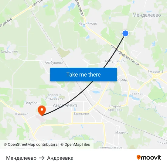 Менделеево to Андреевка map