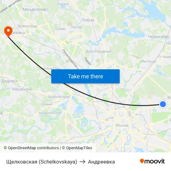 Щелковская (Schelkovskaya) to Андреевка map