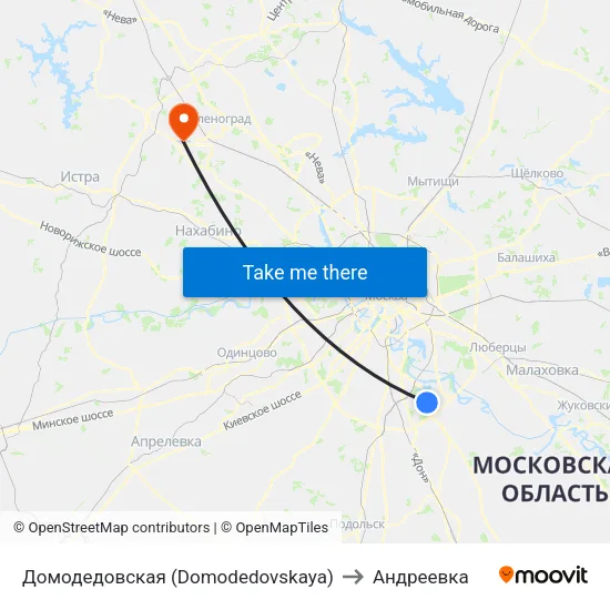 Домодедовская (Domodedovskaya) to Андреевка map