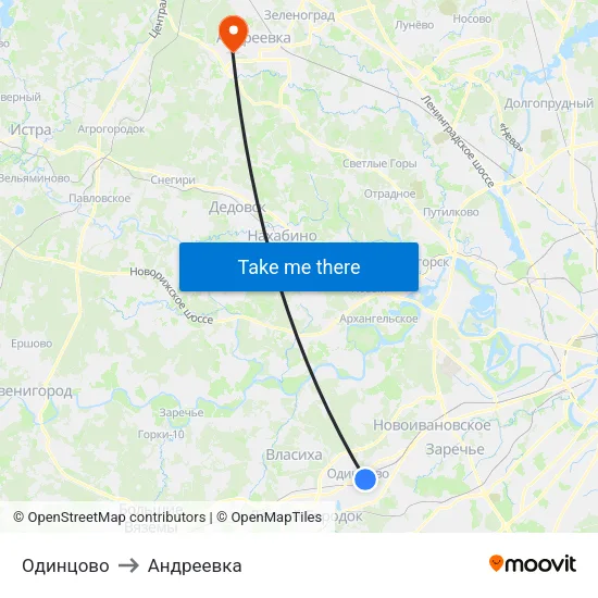 Одинцово to Андреевка map